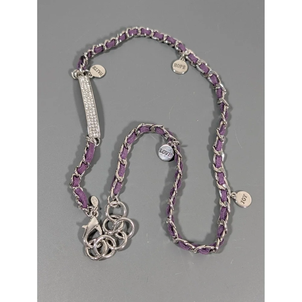Premier Designs Faith Wrap Bracelet Purple Cord Rhinestone‎ Accents 21.5